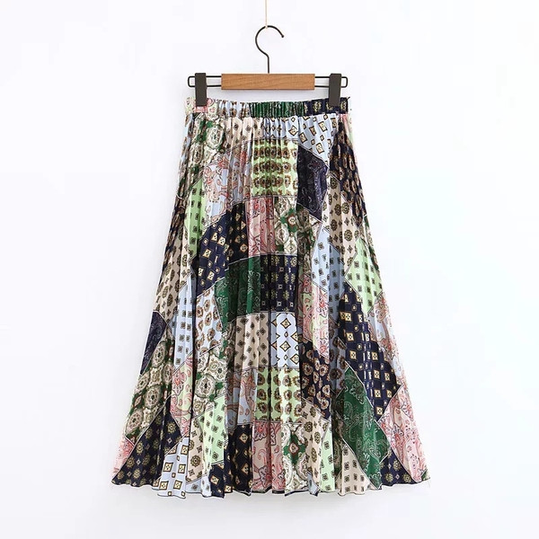 Női rakott szoknya színes mintával