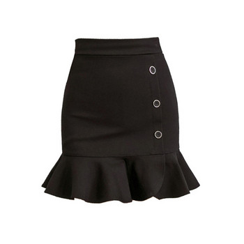 Aktuális női szoknya fekete és piros színben, gombokkal