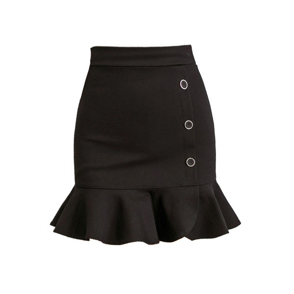 Aktuális női szoknya fekete és piros színben, gombokkal