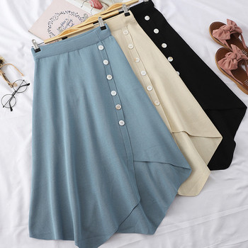 Kivágott női szoknya magas derékkal, gombokkal több színben