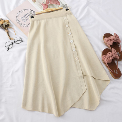 Kivágott női szoknya magas derékkal, gombokkal több színben