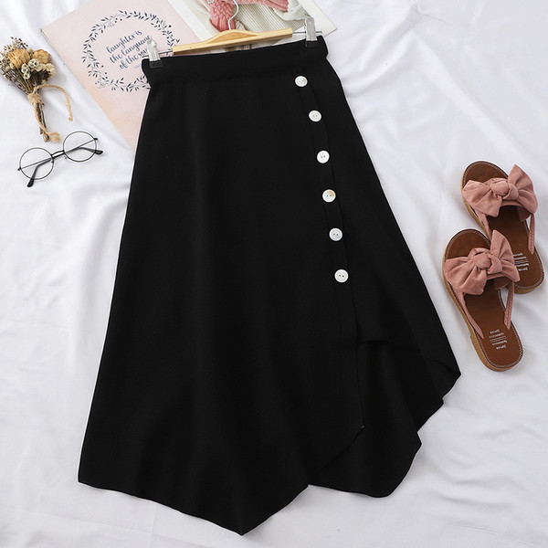 Kivágott női szoknya magas derékkal, gombokkal több színben