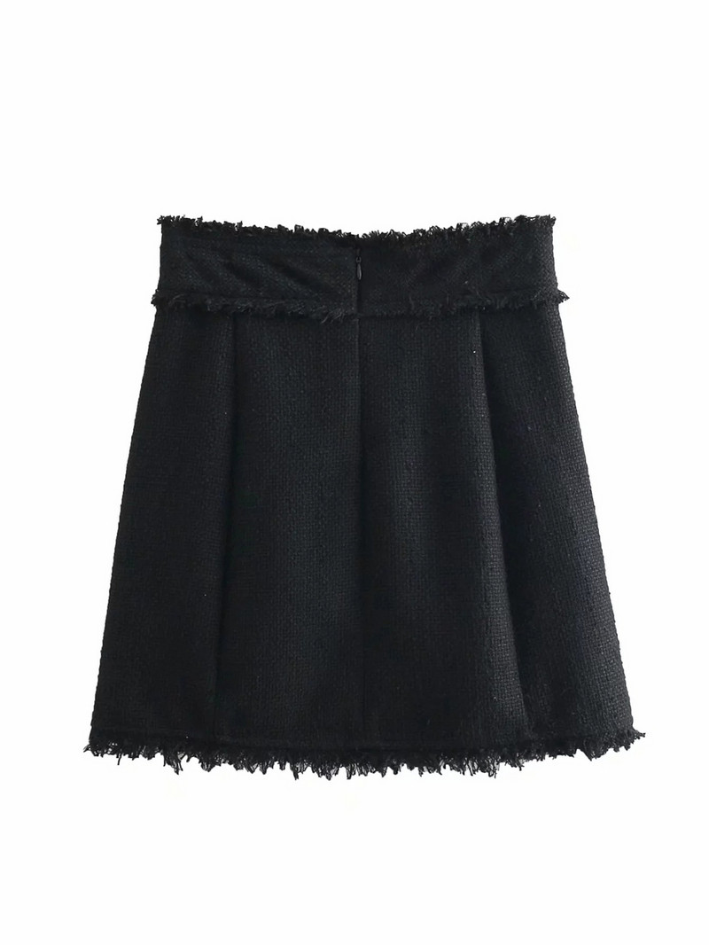 Fusta dama cu nasturi - talie inalta in negru