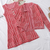 Stílusos női szett, amely egy ruhát és egy kardigánt tartalmaz három színben