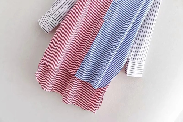 Női csíkos ing aszimmetrikus modell