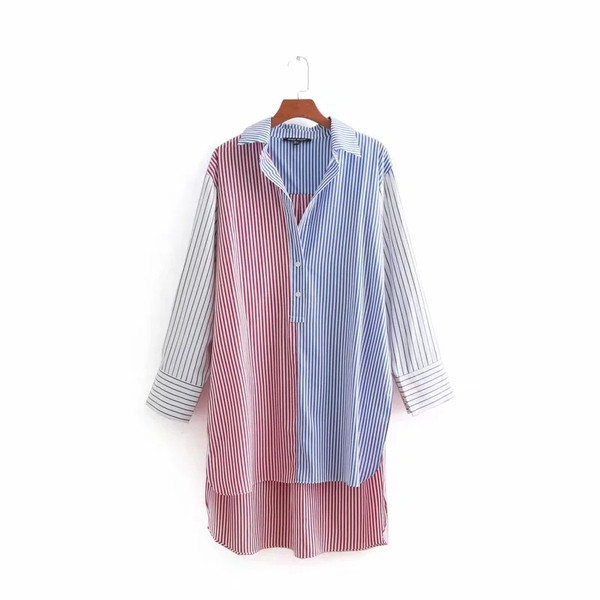 Női csíkos ing aszimmetrikus modell