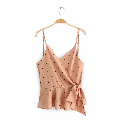 Stílusos női felső rózsaszín pöttyökkel