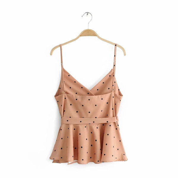 Stílusos női felső rózsaszín pöttyökkel