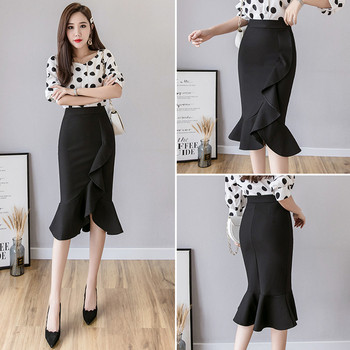 Modern női szoknya fekete színben, magas derékkal