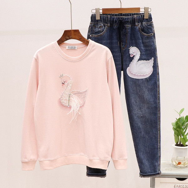 Set de dama de toamna care include bluza si blugi in trei culori