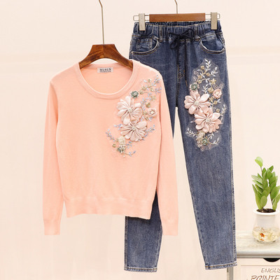 Modern női kétrészes szett 3D dekorációval több színben