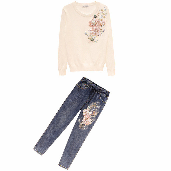 Modern női kétrészes szett 3D dekorációval több színben