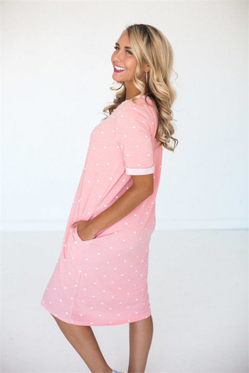 Rochie casual de dama cu maneci scurte si decolteu O in mai multe culori