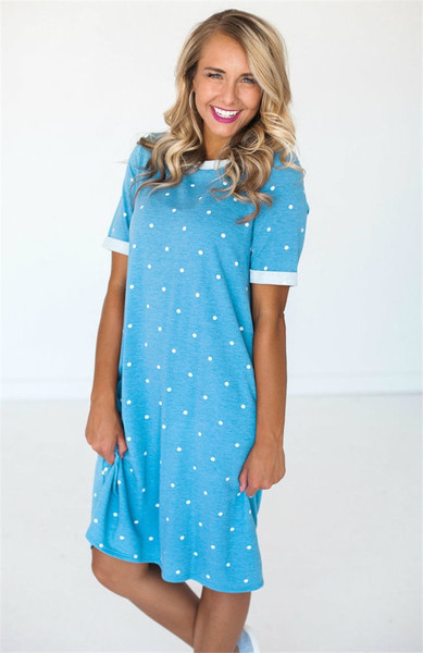 Rochie casual de dama cu maneci scurte si decolteu O in mai multe culori