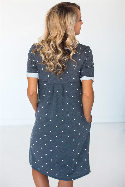 Rochie casual de dama cu maneci scurte si decolteu O in mai multe culori