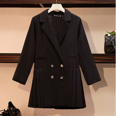 Елегантно дамско дълго сако в черен цвят 