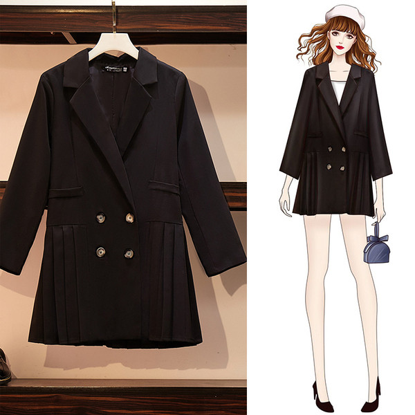 Elegáns női hosszú kabát fekete színben