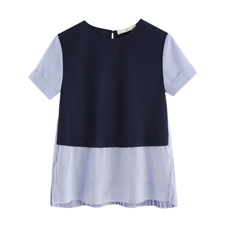 Bluza casual cu decolteu oval si pliuri - doua culori