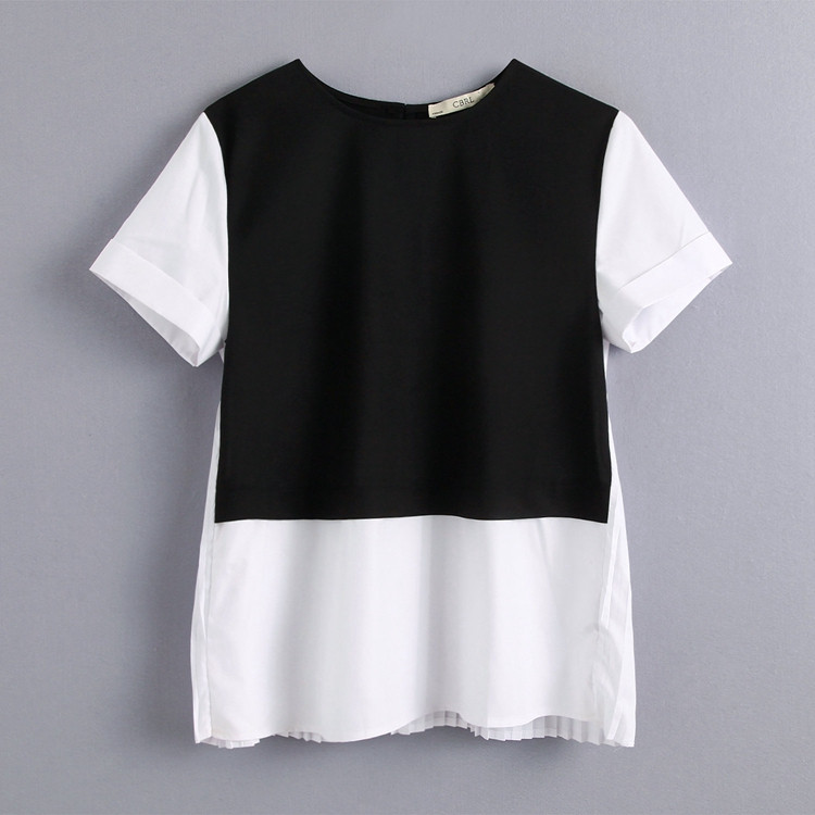 Bluza casual cu decolteu oval si pliuri - doua culori