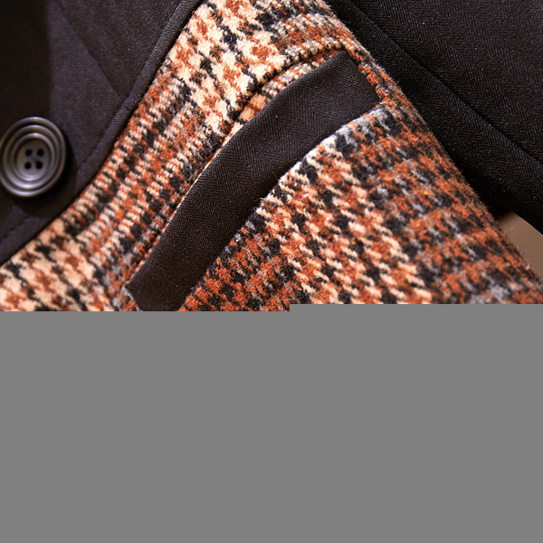 Jachetă de damă modernă în carouri cu mâneci lungi de culoare neagră