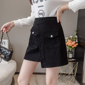 Modern női szoknya magas derékkal és zsebekkel, három színben