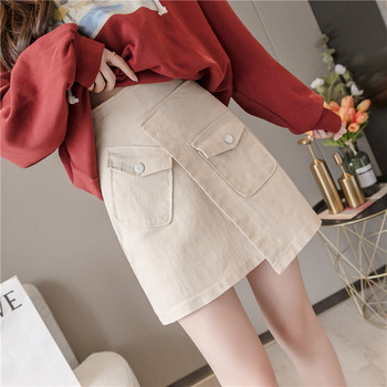 Modern női szoknya magas derékkal és zsebekkel, három színben
