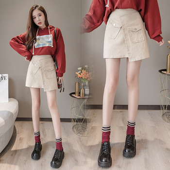 Modern női szoknya magas derékkal és zsebekkel, három színben