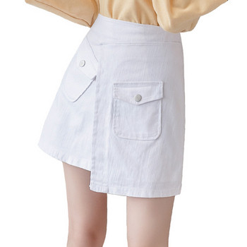 Modern női szoknya magas derékkal és zsebekkel, három színben