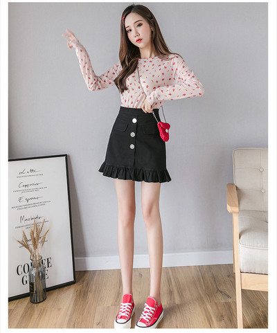 Modern női szoknya négy színben, gombokkal