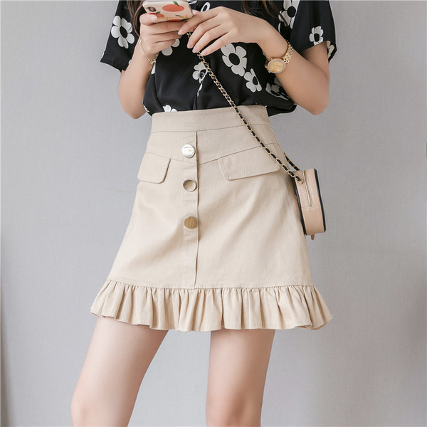 Modern női szoknya négy színben, gombokkal