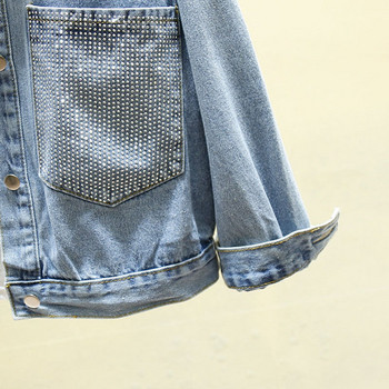 Női farmer dzseki kövekkel a zsebeken kék színben