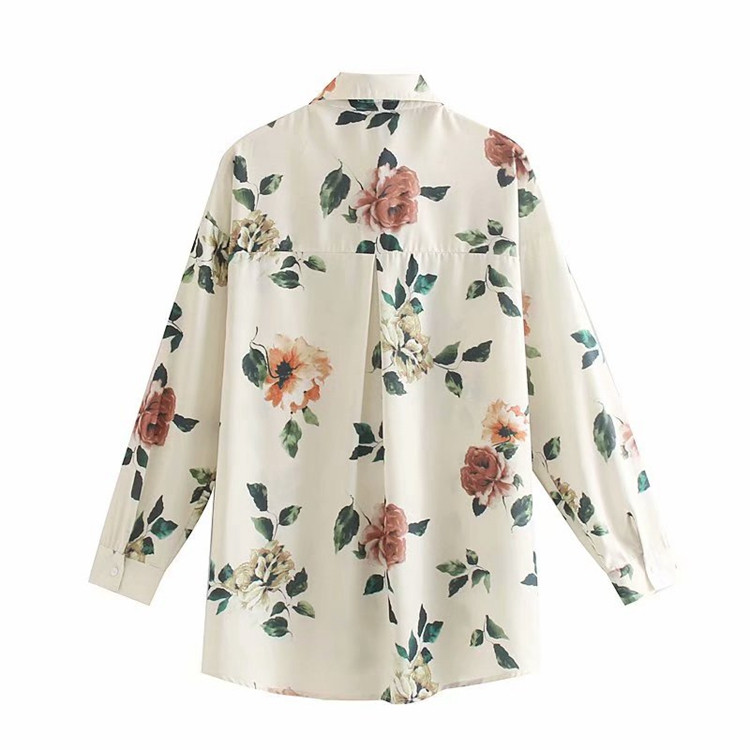 Cămașă casual de damă alb cu model floral