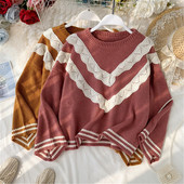 Csipkés női pulóver két színben