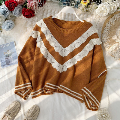 Csipkés női pulóver két színben