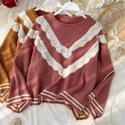 Csipkés női pulóver két színben