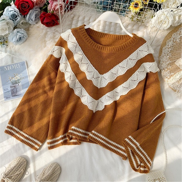 Csipkés női pulóver két színben