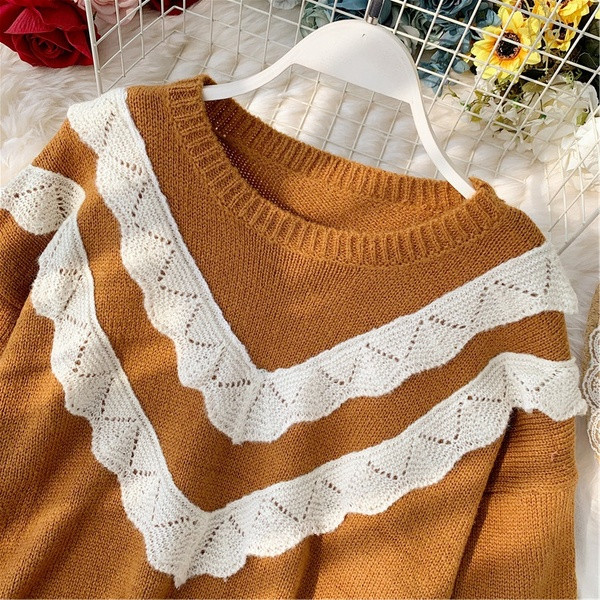 Csipkés női pulóver két színben