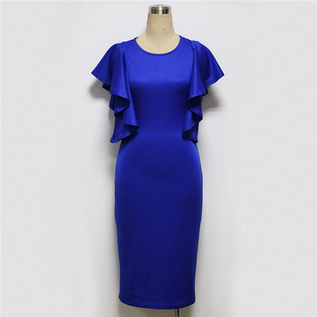 Stílusos női ruha Karcsú modell kék színben