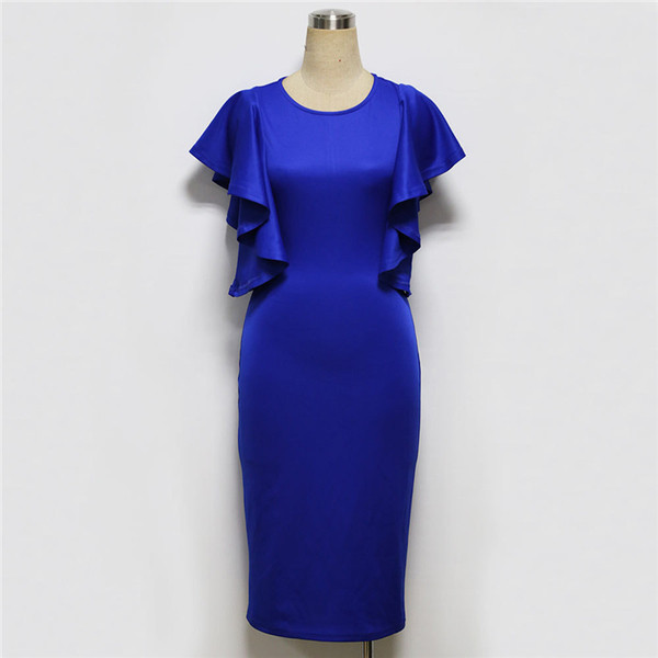 Stílusos női ruha Karcsú modell kék színben