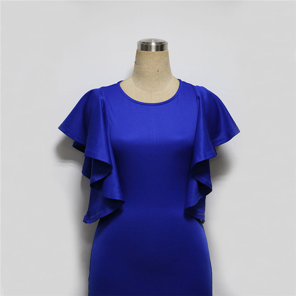 Stílusos női ruha Karcsú modell kék színben