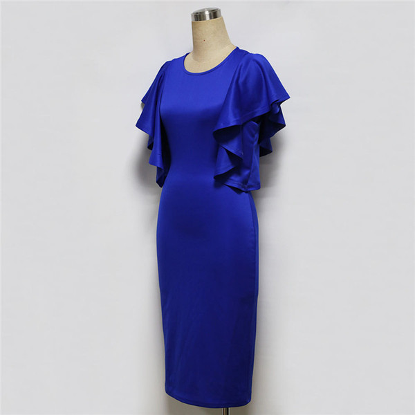 Stílusos női ruha Karcsú modell kék színben