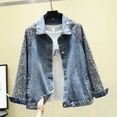 Geaca de dama denim model nou cu paiete pe maneci in negru si albastru