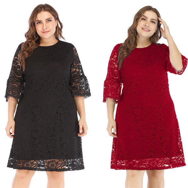Női csipkeruha 3/4-es ujjal és 5XL-es méretig többféle színben
