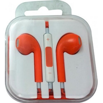 Audio Ακουστικά Earpods  με μικρόφωνο σε πορτοκαλί χρώμα