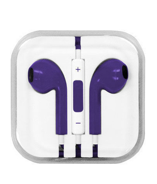 Аудио слушалки тип Earpods с микрофон в лилав цвят 