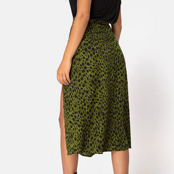 Fusta de dama moderna cu imprimeu animal in culoarea verde