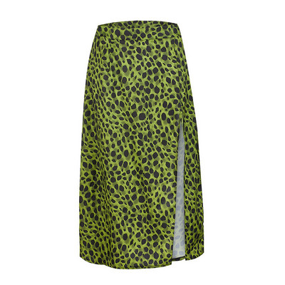 Fusta de dama moderna cu imprimeu animal in culoarea verde