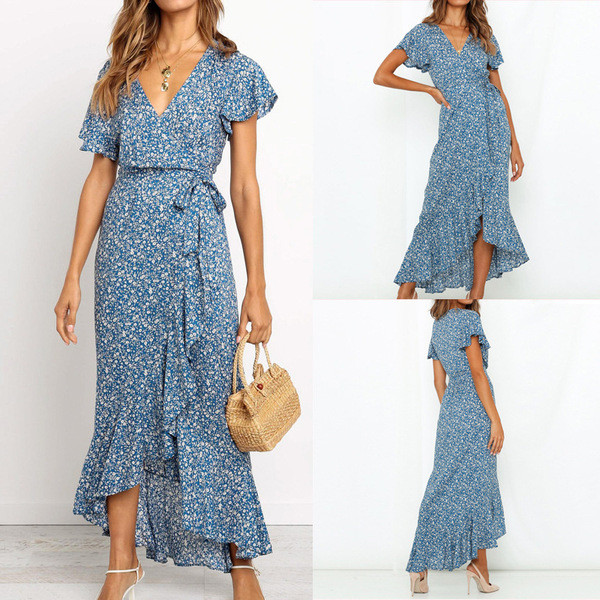 Női hétköznapi hosszú ruha rövid ujjal