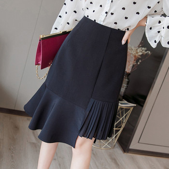 Fusta de dama eleganta cu talie inalta in alb si negru