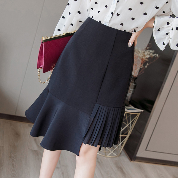 Fusta de dama eleganta cu talie inalta in alb si negru